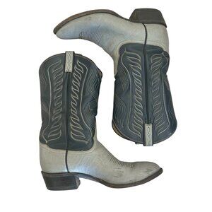 Vtg Tony Lama 8056 Black Label Blue Leather Cowboy Western Men’s Boots Sz 10